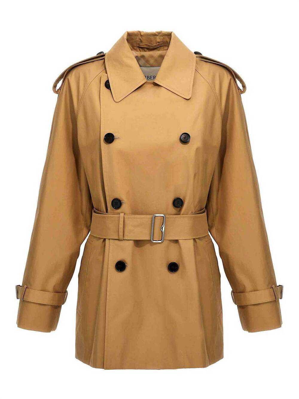 NEW BURBERRY short belted trench coat in flax - Picture 7 of 8